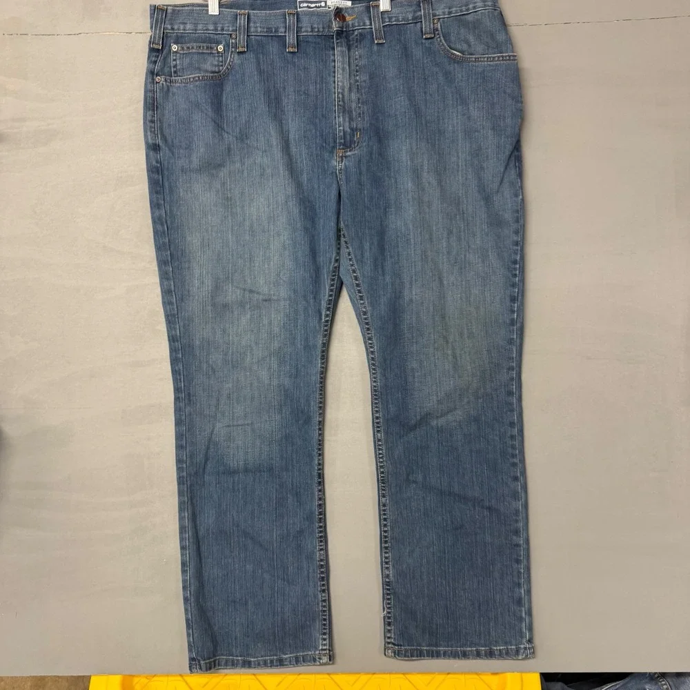 Carhartt Mens Relaxed Fit‎ Straight Leg Blue Denim Jeans 44x30 Medium Wash